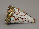 Shell box with enameled gold mounts, Gold, enameled; shell, French, Paris