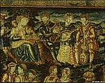 The Garden of False Learning from The Table of Cebes, Based on a woodcut by David Kandel (German, ca. 1520–ca. 1596), Wool and silk on canvas (cross stitch, 48-56 per sq. in., 9 per sq. cm; tent stitch, 156-190 per sq. in., 30-36 per sq. cm.), French