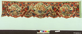 Bed valances and side curtains, Canvas; silk and wool embroidery in gros and petit point, French