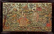 Embroidered picture with pastoral scene, Silk on canvas, British