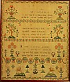 Embroidered sampler, Silk on linen, embroidered, probably British