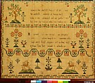 Embroidered sampler, Silk on linen, embroidered, probably British