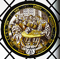 The Prodigal Gambles (one of eight scenes from the story of the Prodigal Son), Colorless glass, vitreous paint and silver stain, German