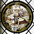 The Prodigal Sets Out (one of eight scenes from the story of the Prodigal Son), Colorless glass, vitreous paint and silver stain, German