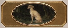 Box with portrait of a whippet, Joseph Etienne Blerzy French, Gold, ivory, glass, French, Paris