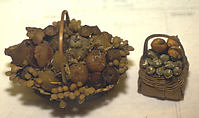 Small basket of fruit with handle, Wax, wicker, Italian, Naples