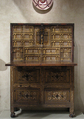 Drop-front desk on chest (Vargueño), Carved, gilded, and partly gilded painted bone; wrought iron, Spanish