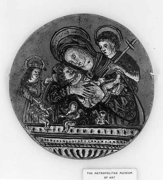 Madonna and Child between Saint John and a sainted abbess (probably Saint Catherine of Alexandria) by Anonymous