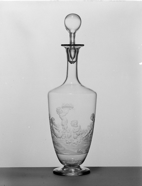 Decanter with scene of children harvesting grapes (Autumn) (one of a pair) by an unrecorded maker, The Metropolitan Museum of Art