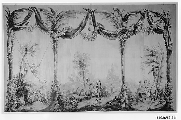 The Swing, The Harvest, and Cherry Picking from a set of the Pastorals with Blue Draperies