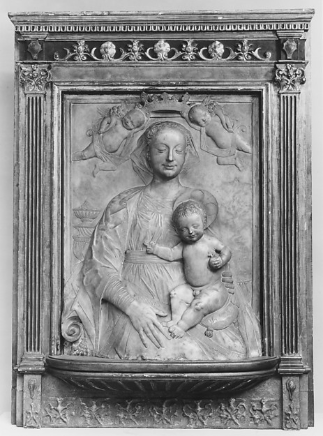 Madonna and Child crowned by angels by Master of the Marble Madonnas