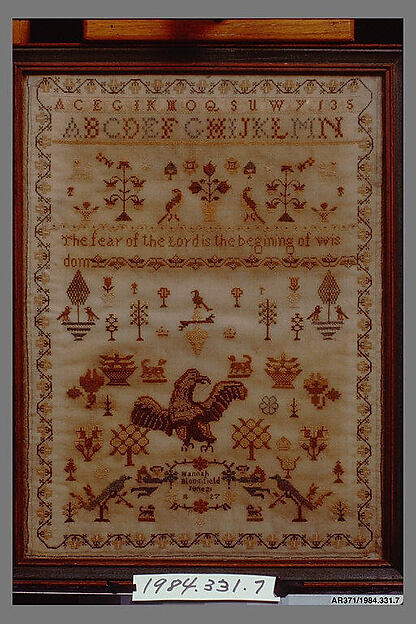 Embroidered sampler by Hannah Bloomfield