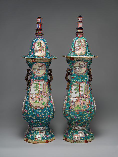 Vase with lid (one of a pair)