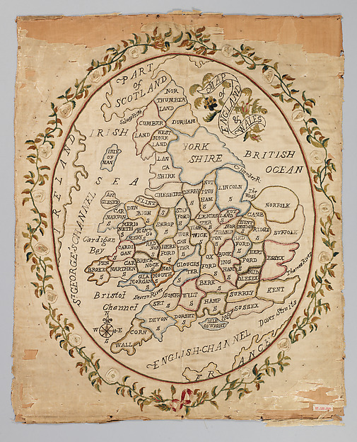 Embroidered map sampler by an unrecorded maker, The Metropolitan Museum of Art
