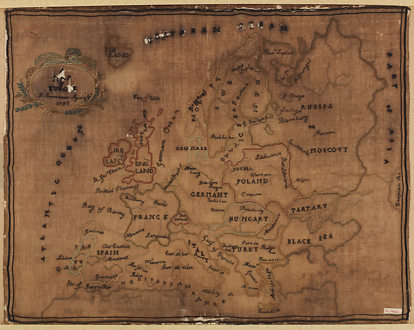 Embroidered map sampler by an unrecorded maker, The Metropolitan Museum of Art