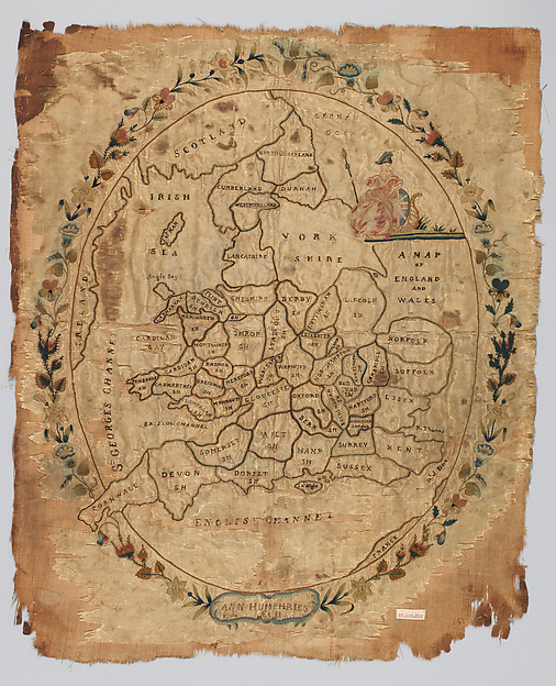 Embroidered map sampler by an unrecorded maker, The Metropolitan Museum of Art
