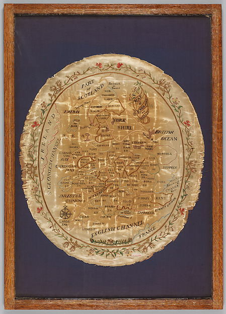 Embroidered map sampler by an unrecorded maker, The Metropolitan Museum of Art