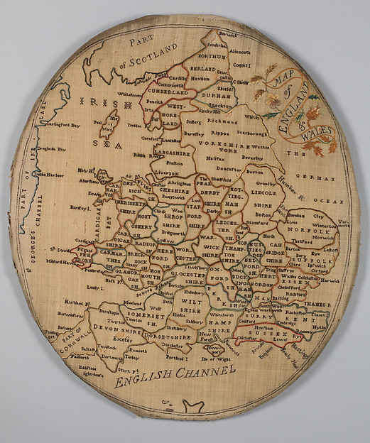 Embroidered map sampler