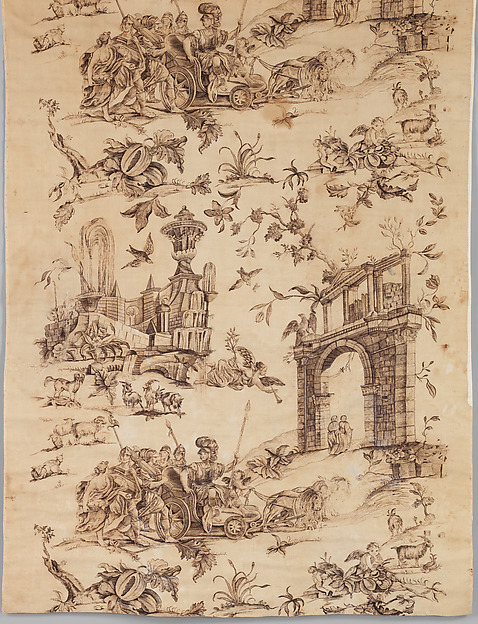 Piece with Roman chariot and ruins (Furnishing fabric)