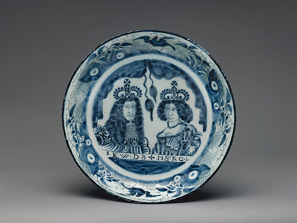 Charger with double portrait of William III and Mary II by an unrecorded maker, The Metropolitan Museum of Art