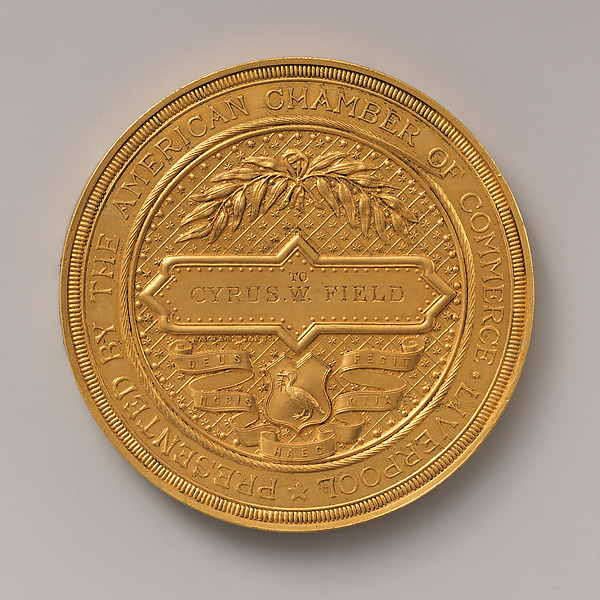 To Cyrus W. Field from the American Chamber of Commerce, Liverpool, on the Laying of the Atlantic Cable, 1866 by Joseph Shepherd Wyon, The Metropolitan Museum of Art
