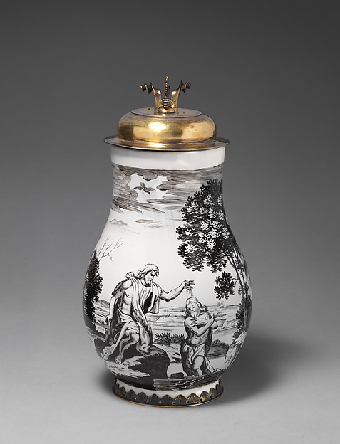 Jug with baptism of Christ by Wölfgang Rössler