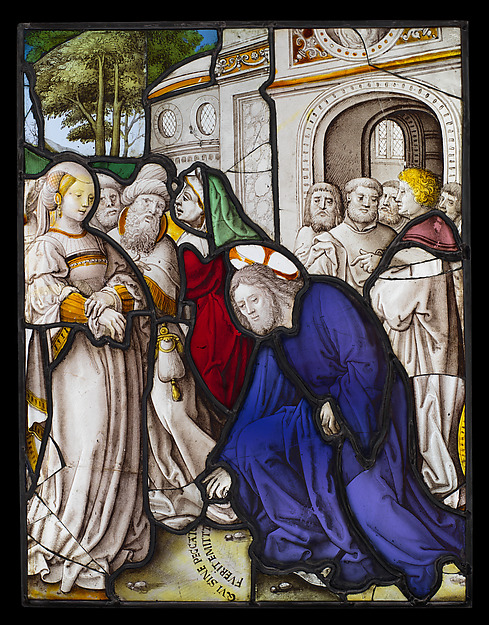 Christ and the Woman Taken in Adultery (one of a set of 12 scenes from The Life of Christ) by Jan Rombouts