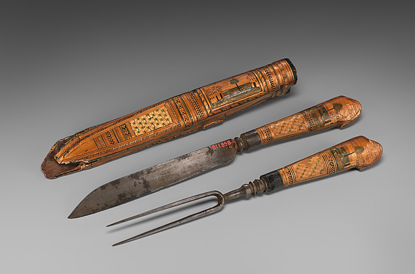 Knife, fork and scabbard