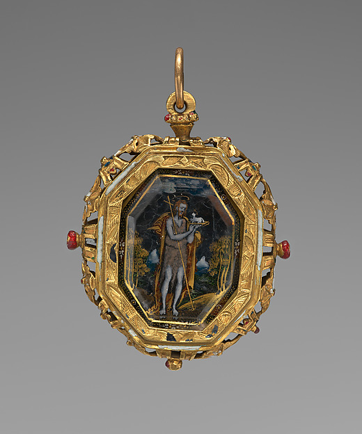 Pendant reliquary with depiction of the Virgin Mary and St. John the Baptist