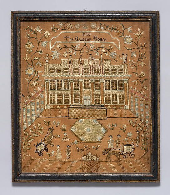 Embroidered sampler of the Queen's House, Greenwich