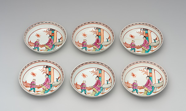 Six saucers (part of a service)