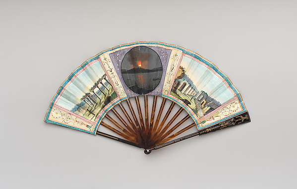 Folding Fan with representations of Pompeii and the 1786 eruption of Vesuvius by an unrecorded maker, The Metropolitan Museum of Art