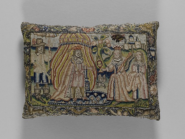 Cushion with Solomon and Sheba by Anonymous