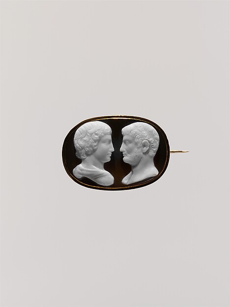 Confronted busts of the Emperor Hadrian (Publius Aelius Hadrianus, 76–138) and his favorite, Antinous (d. 130)