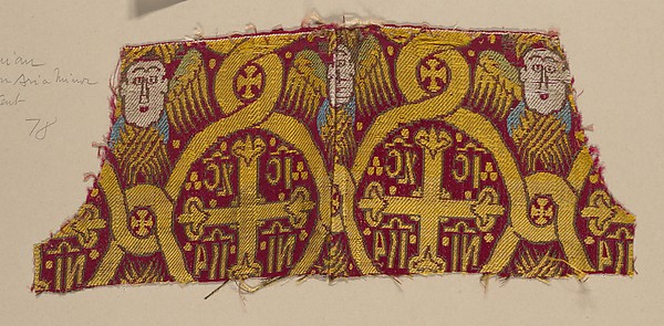 Fragment of woven silk with Seraphim and Crosses by an unrecorded maker, The Metropolitan Museum of Art