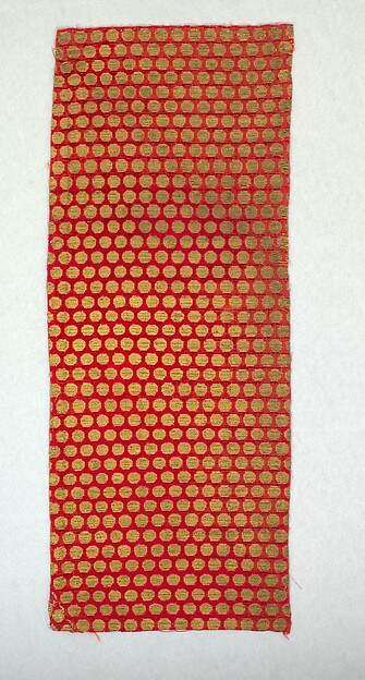 Fragment of crimson velvet with gold octagonal disks by an unrecorded maker, The Metropolitan Museum of Art