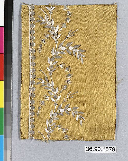 Embroidery sample for a man’s suit or waistcoat by an unrecorded maker, The Metropolitan Museum of Art