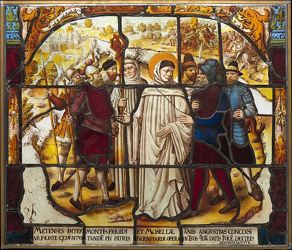 Life of Saint Bernard of Clairvaux: Saint Bernard mediates a dispute between Bishop Stephan von Bar and Duke Matthew von Lothringen in Metz (one of two) by an unrecorded maker, The Metropolitan Museum of Art