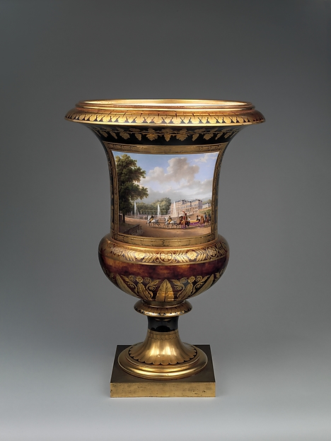 Sèvres Manufactory, Medici vase with a scene of the château at Saint-Cloud (one of a pair)