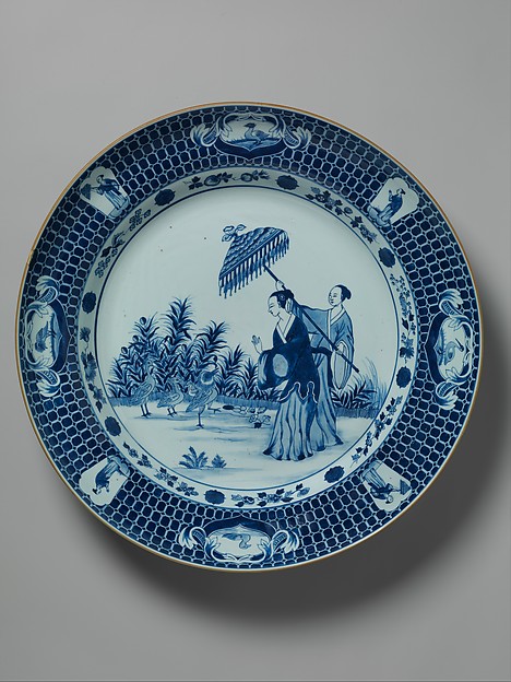 Plate depicting a lady with parasol