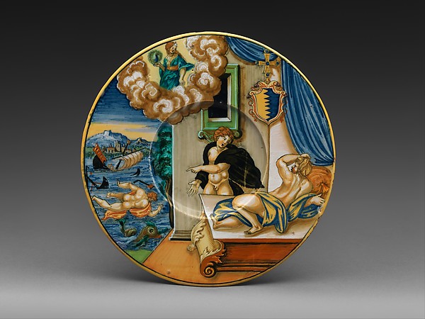 Plate with The Vision of Alcyone and arms of Jacopo Pisaro