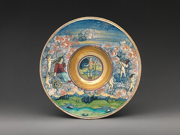 Wide-rimmed bowl depicting figures from Virgil's Aeneid
