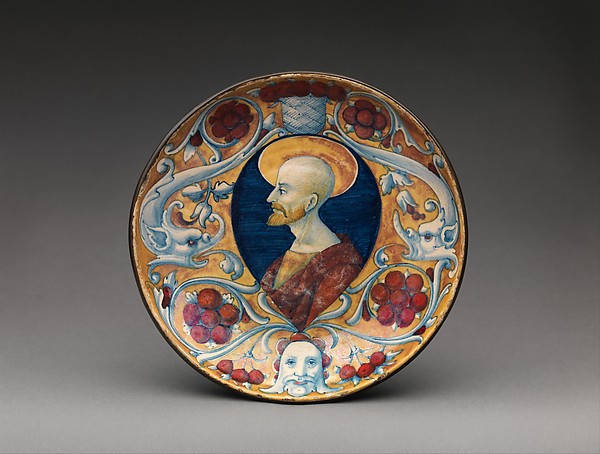 Shallow bowl with a bearded saint