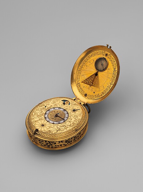 Clock watch with astronomical dial and sundial