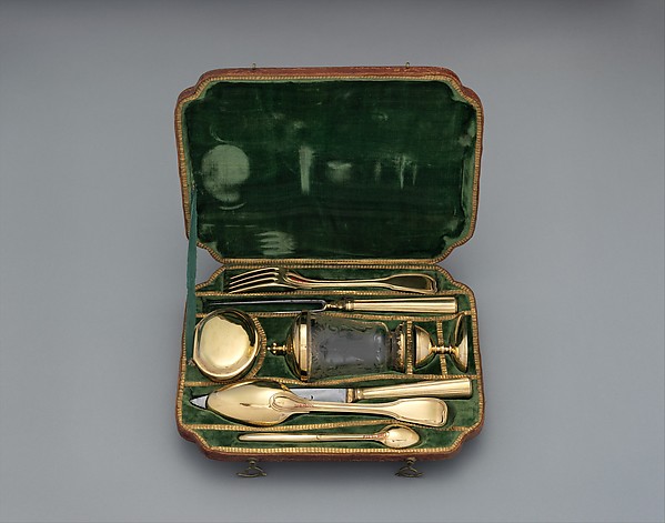 Traveling set with glass beaker in case by Samuel Bardet, The Metropolitan Museum of Art