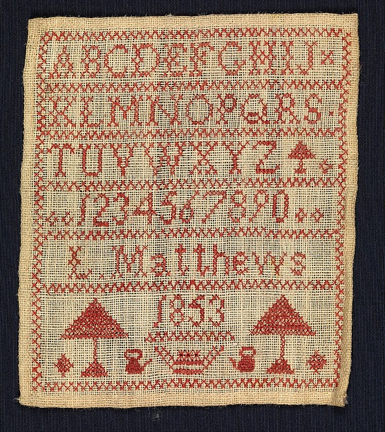 Sampler made at a charity school by L. Matthews