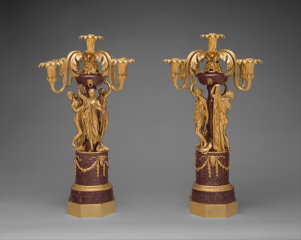 Pair of five-light candelabra