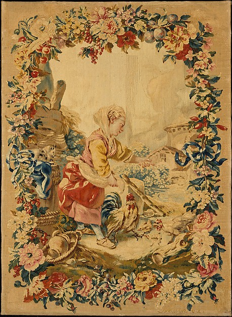 Girl Feeding Chickens from the series known as the Enfants de Boucher by François Boucher, The Metropolitan Museum of Art