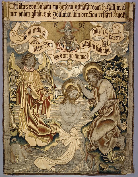 The Baptism of Christ from a set of The Passion by Martin Schongauer