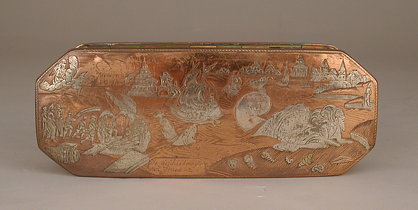 Tobacco box with scenes from life of Jonah by Anonymous
